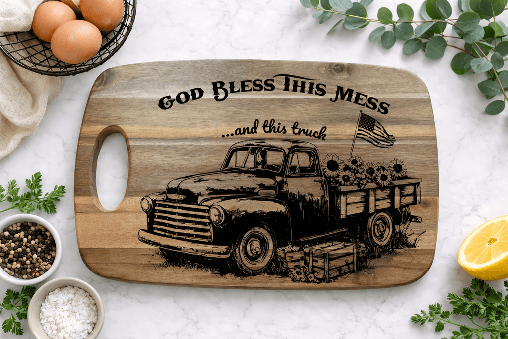 Funny Chicken Cutting Board | Farmhouse Kitchen Decor | Laser Engraved Acacia Wood Board | Chicken Lover Gift - 3D Layered Wood Door Sign by Getz It Done Studio