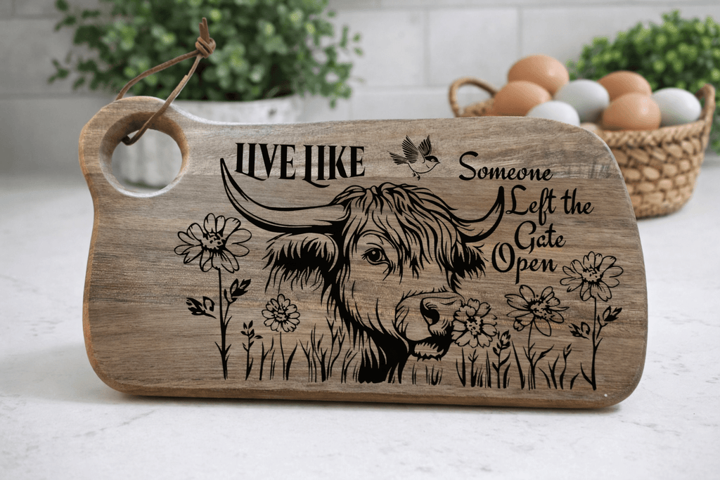 Farmhouse Cutting Board | Funny Farm Decor | Cow Cutting Board | Vintage Truck Board | Rustic Kitchen Gift | Farmhouse Wood Board - 3D Layered Wood Door Sign by Getz It Done Studio
