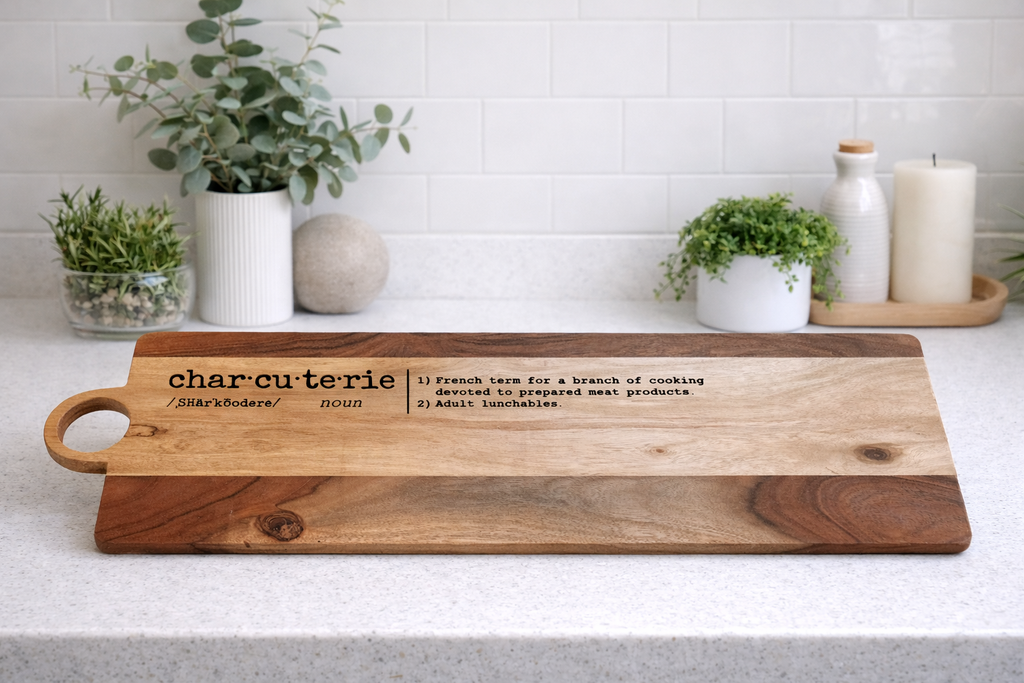 Planche à découper/plateau de service en bois de vache des Highlands