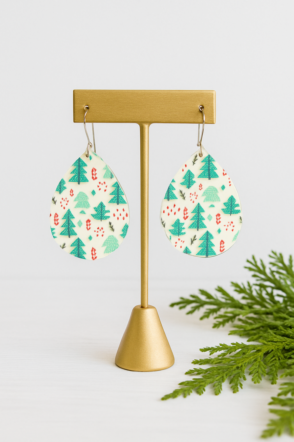 Christmas Tree Acrylic Earrings | Holiday Teardrop Earrings | Laser Cut Lightweight Jewelry | Festive Earrings | Hypoallergenic Hooks