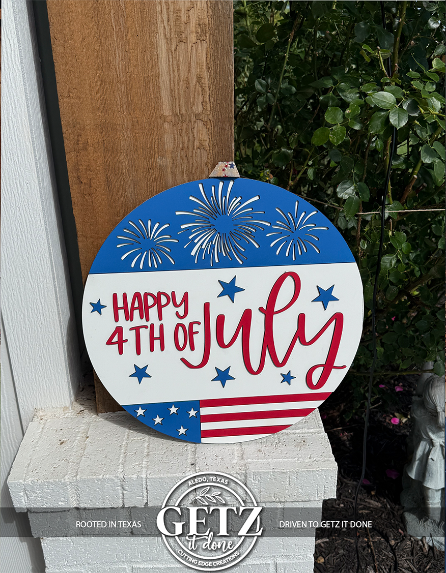 Letrero para puerta con el feliz 4 de julio, Día de la Independencia, corona para puerta