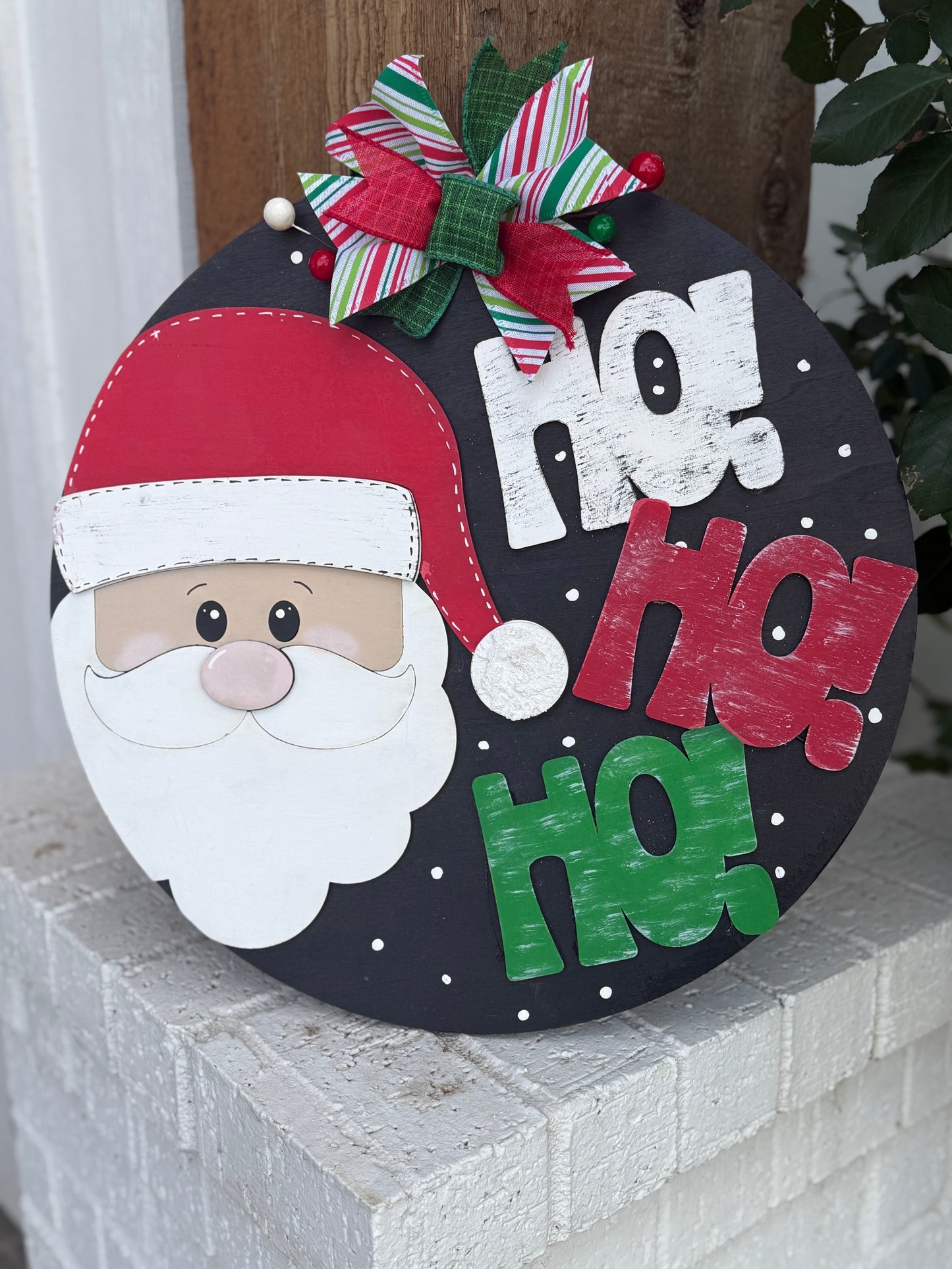 Ho Ho Ho Santa Door Hanger • Layered Christmas Sign • Holiday Porch Decor • Farmhouse Style Winter Decoration • Handmade Christmas Gift
