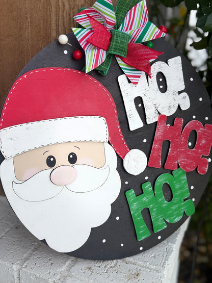 Ho Ho Ho Santa Door Hanger • Layered Christmas Sign • Holiday Porch Decor • Farmhouse Style Winter Decoration • Handmade Christmas Gift