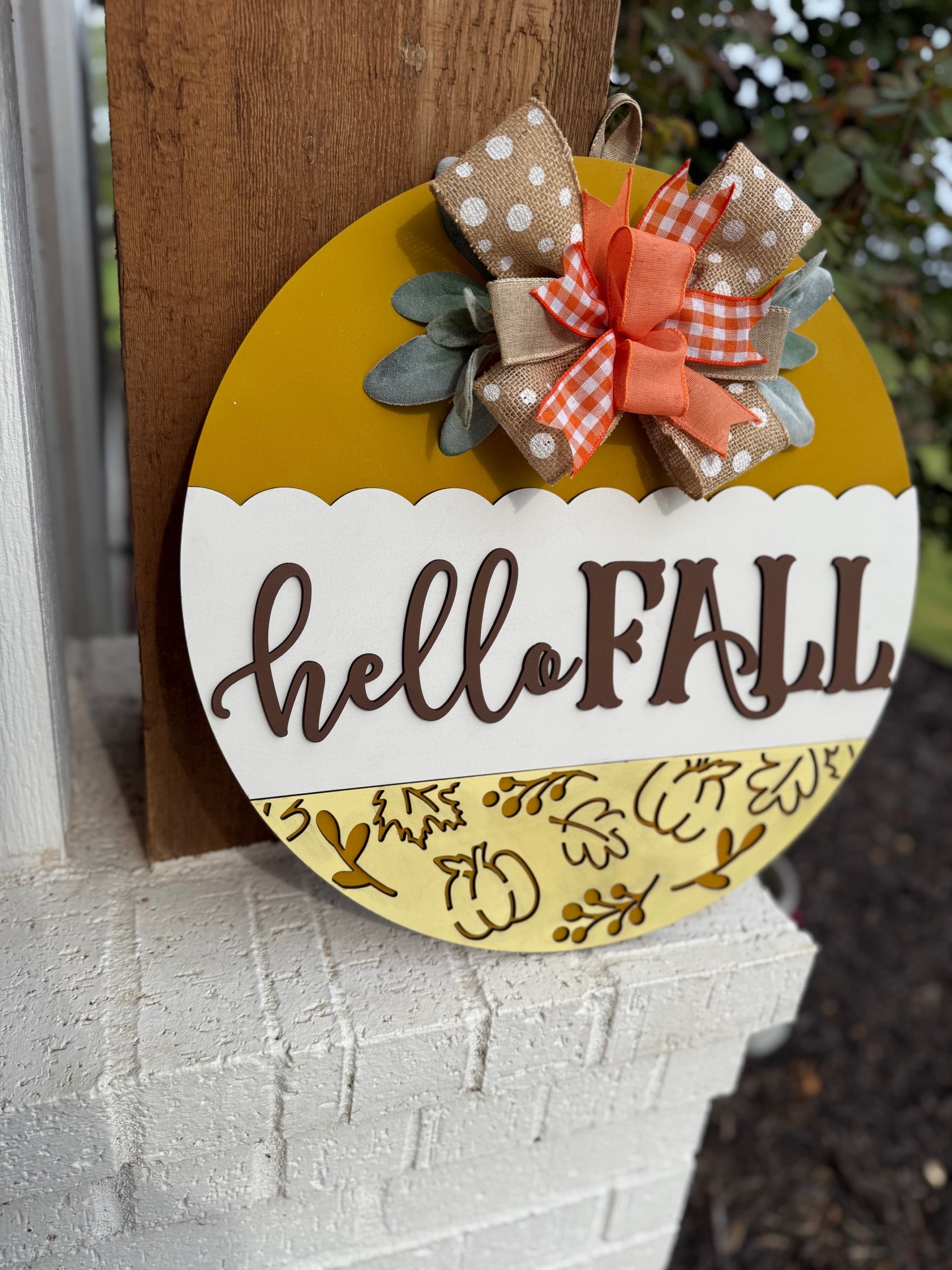 Hello Fall Door Sign, Door Wreath