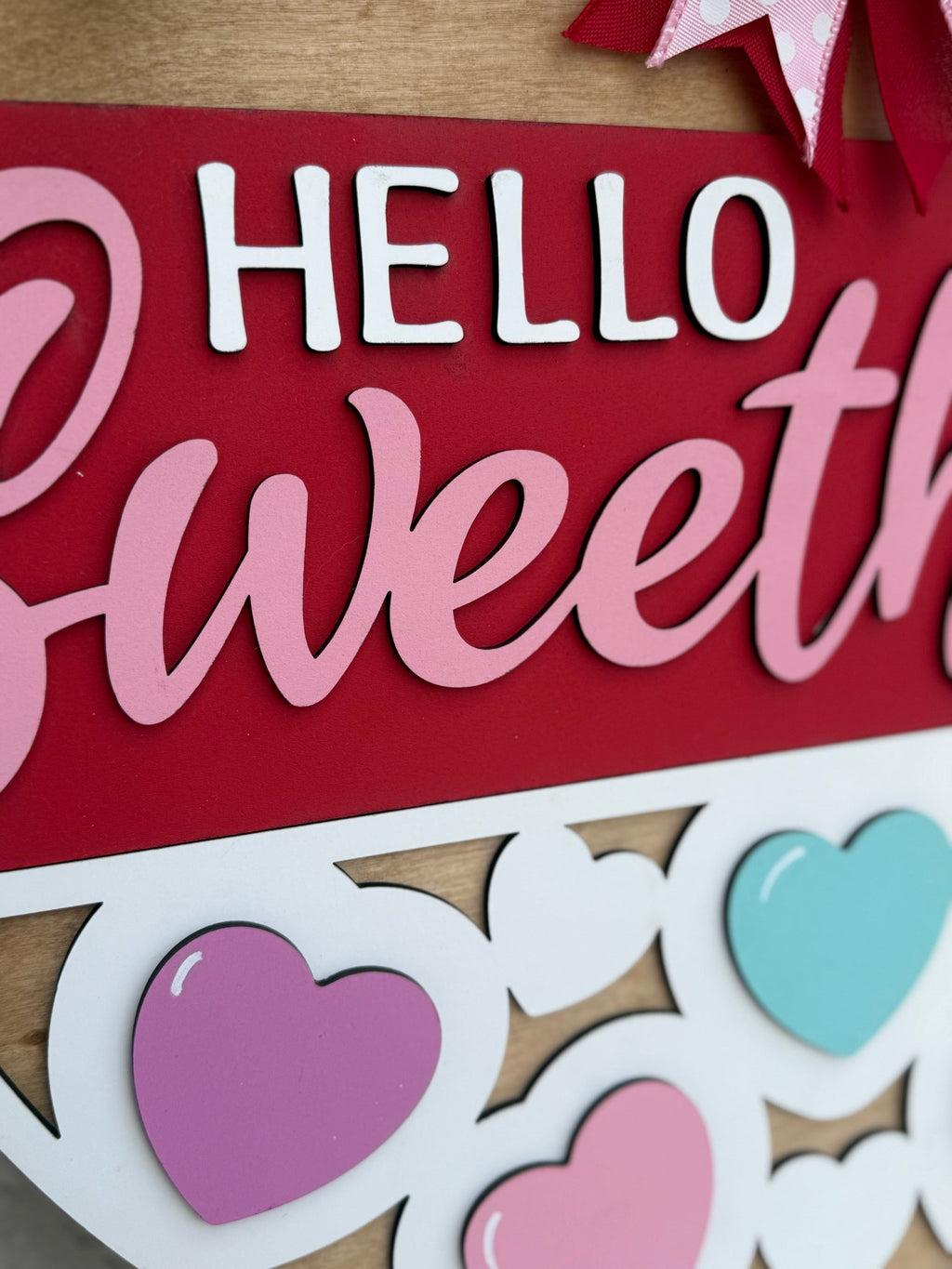 Hello Sweetheart Door Hanger • Valentine Door Decor • Be Mine Sign • Heart Door Sign • Valentine Porch Decor • Farmhouse Love - 3D Layered Wood Door Sign by Getz It Done Studio