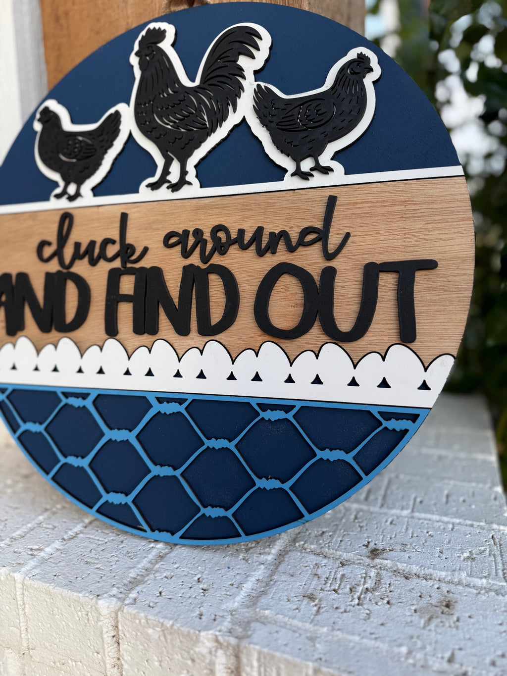 Cluck Around and Find Out Door Sign | Funny Chicken Coop Farmhouse Décor | Rustic Rooster & Hen Wooden Porch Sign | Backyard Farm Gift