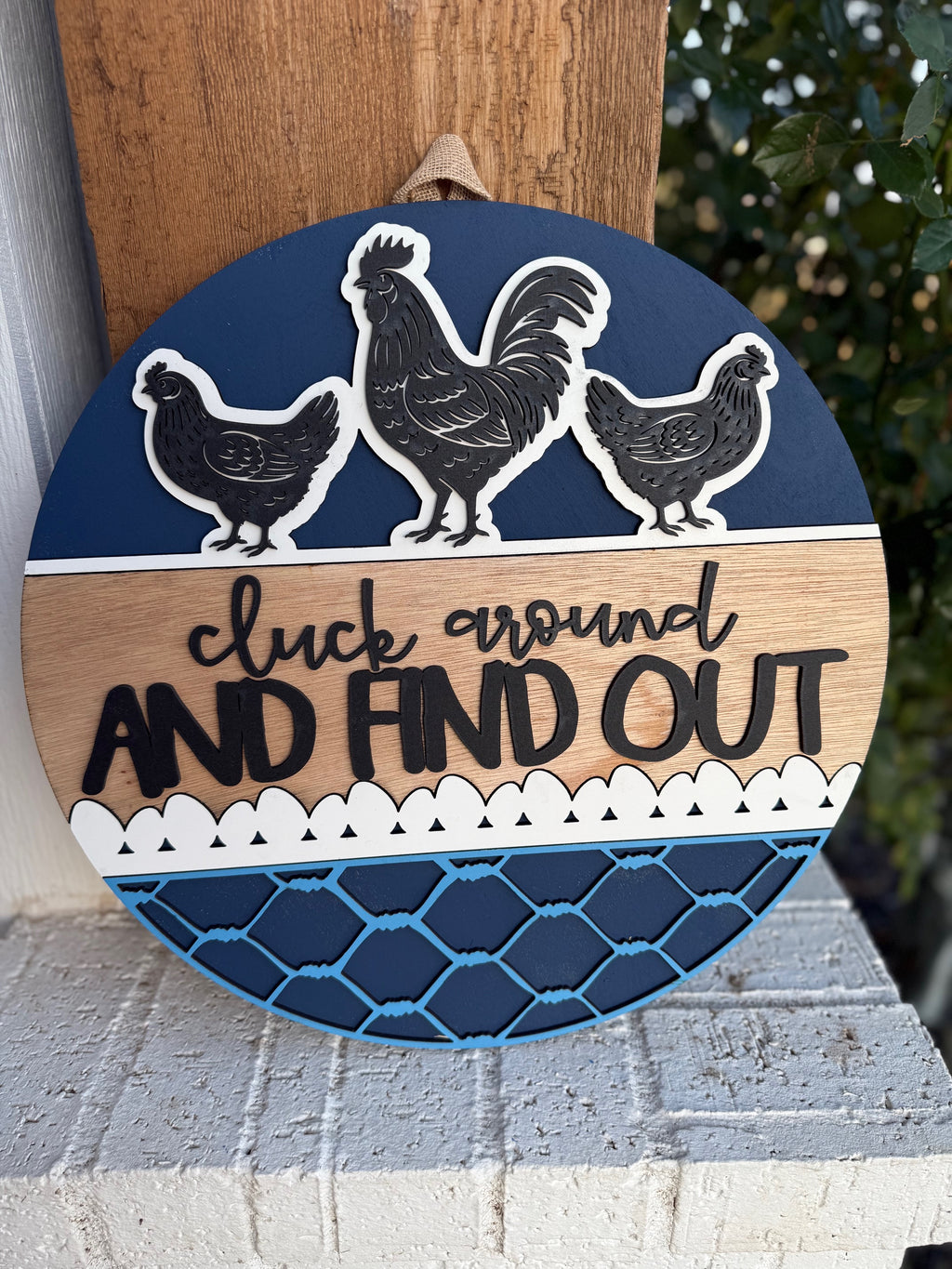 Cluck Around and Find Out Door Sign | Funny Chicken Coop Farmhouse Décor | Rustic Rooster & Hen Wooden Porch Sign | Backyard Farm Gift