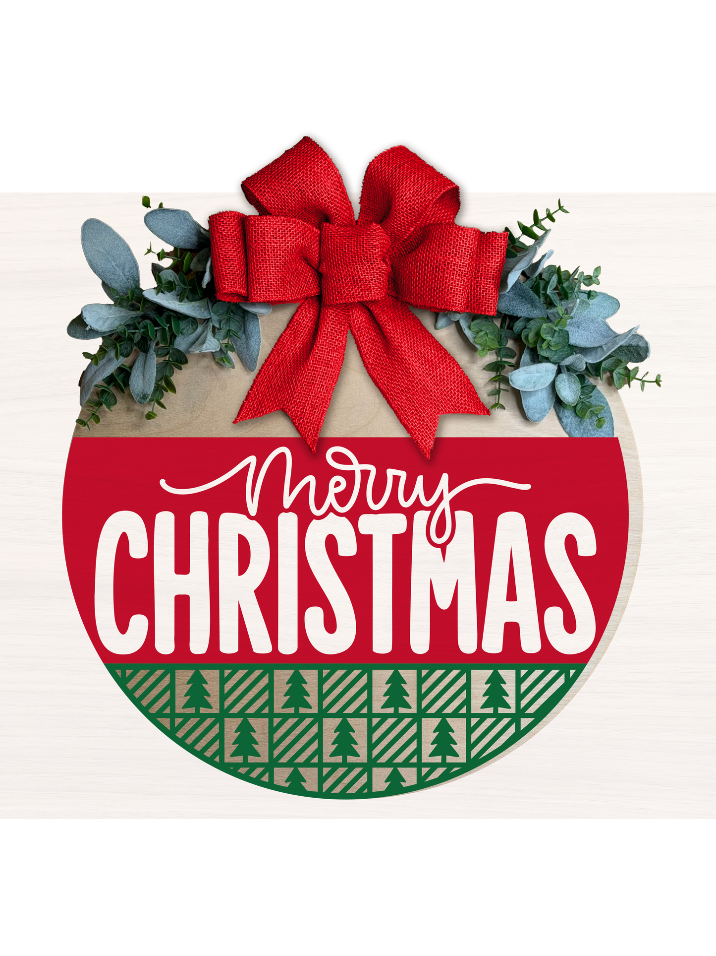 Merry Christmas Door Hanger | Red & Green Christmas Sign | 3D Layered Wooden Front Door Decor | Holiday Porch Decor | Farmhouse Christmas