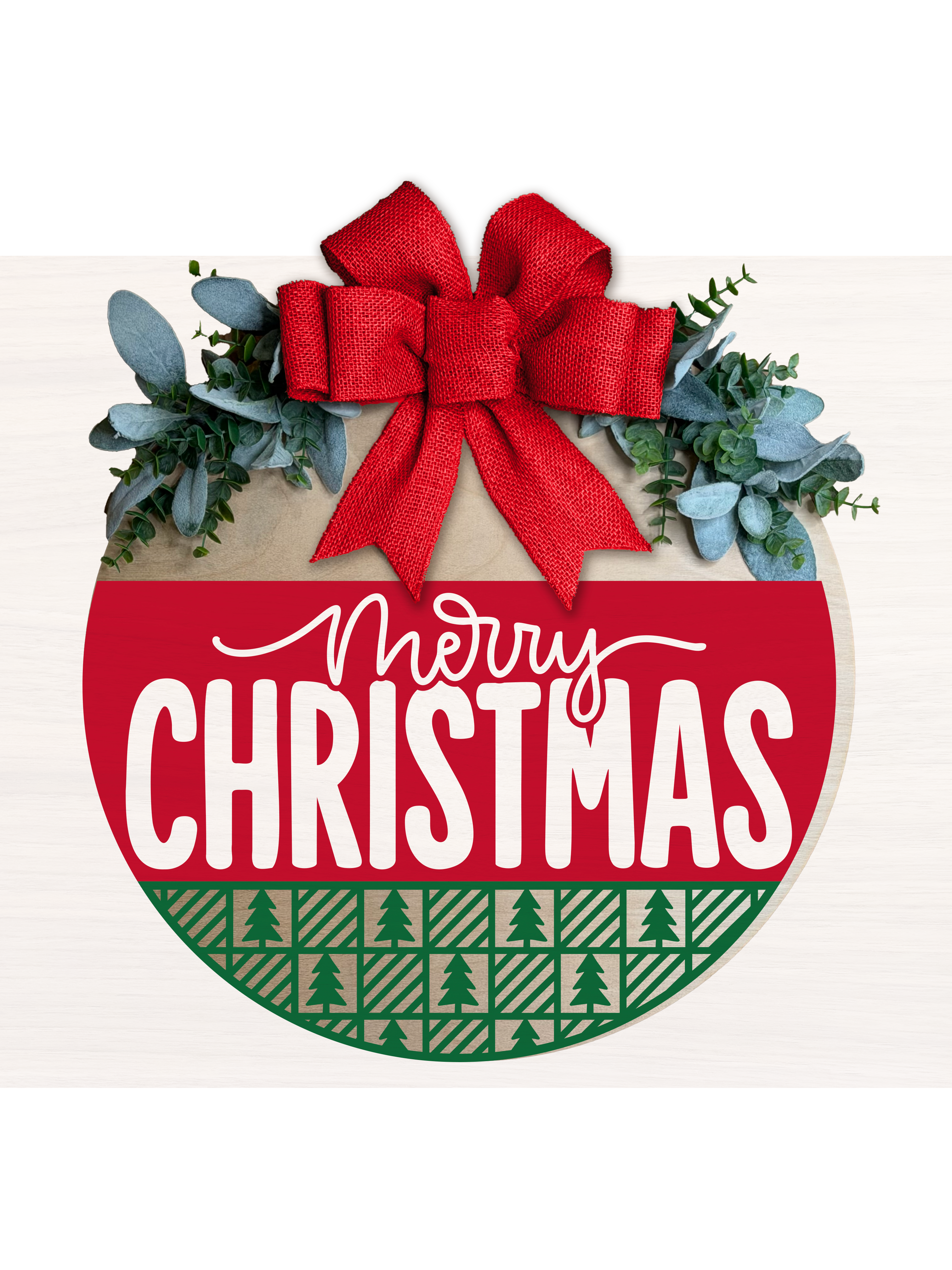 Merry Christmas Door Hanger | Red & Green Christmas Sign | 3D Layered Wooden Front Door Decor | Holiday Porch Decor | Farmhouse Christmas