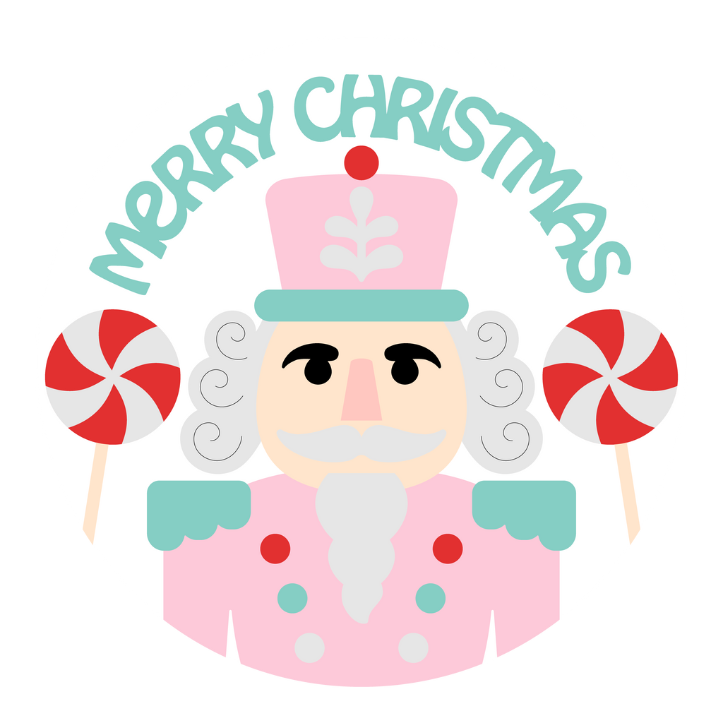 Nutcracker Christmas Sign | Pastel Christmas Door Hanger | Pink Nutcracker Decor | Merry Christmas Sign | Holiday Porch Decor | Cute Xmas Sign
