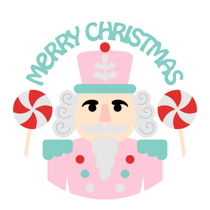 Nutcracker Christmas Sign | Pastel Christmas Door Hanger | Pink Nutcracker Decor | Merry Christmas Sign | Holiday Porch Decor | Cute Xmas Sign