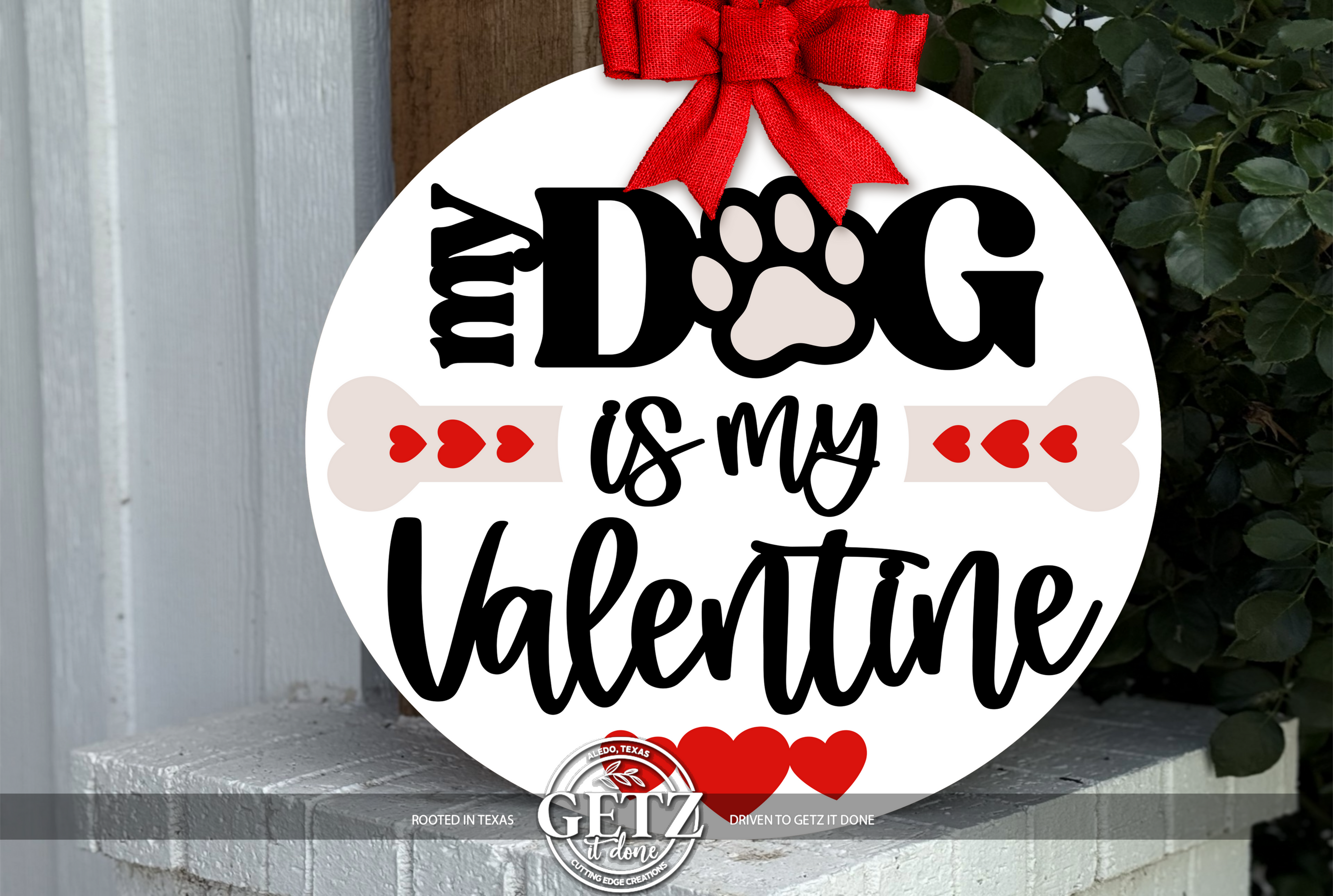 Décoration de porte « Mon chien est mon Valentin » • Panneau Saint-Valentin pour chien • Décoration pour amoureux des animaux • Panneau de porte Saint-Valentin pour chien • Amour avec empreinte de patte