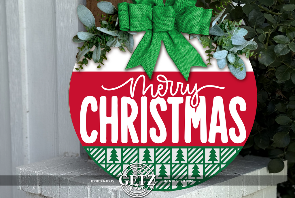 Merry Christmas Door Hanger | Red & Green Christmas Sign | 3D Layered Wooden Front Door Decor | Holiday Porch Decor | Farmhouse Christmas