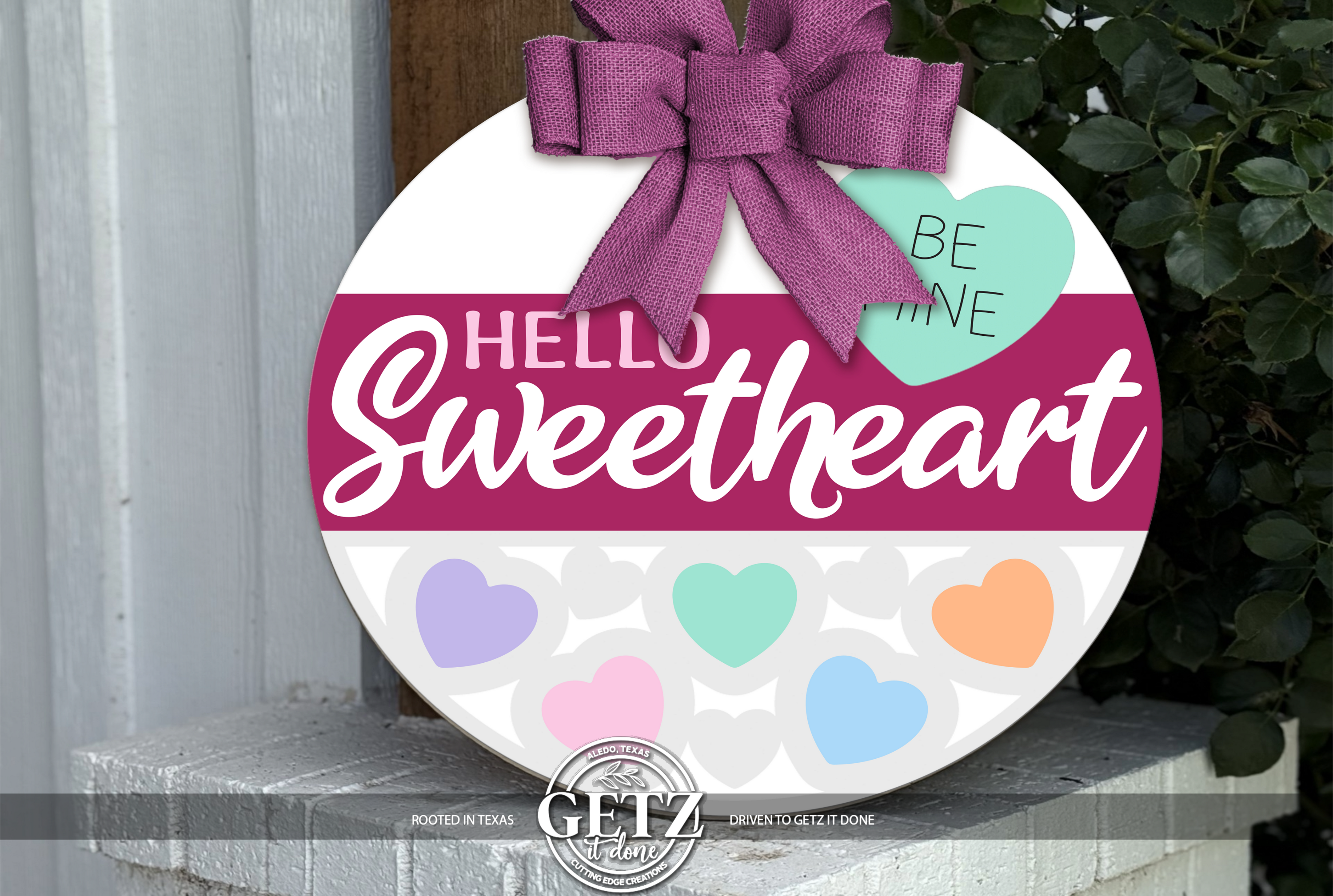 Décoration de porte « Bonjour mon amour » • Décoration de porte Saint-Valentin • Panneau « Sois à moi » • Panneau de porte en forme de cœur • Décoration de porche Saint-Valentin • Amour champêtre