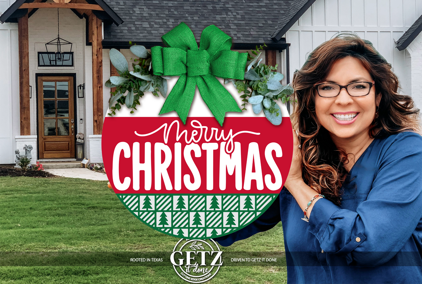 Merry Christmas Door Hanger | Red & Green Christmas Sign | 3D Layered Wooden Front Door Decor | Holiday Porch Decor | Farmhouse Christmas