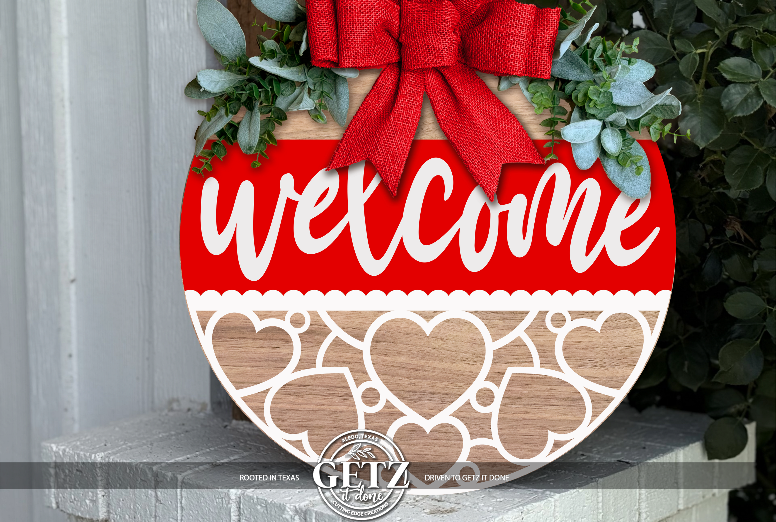 Décoration de porte « Bienvenue » pour la Saint-Valentin • Panneau de porte en forme de cœur • Décoration de porte d'entrée pour la Saint-Valentin • Panneau de porche rouge pour la Saint-Valentin • Panneau « Bienvenue » avec amour