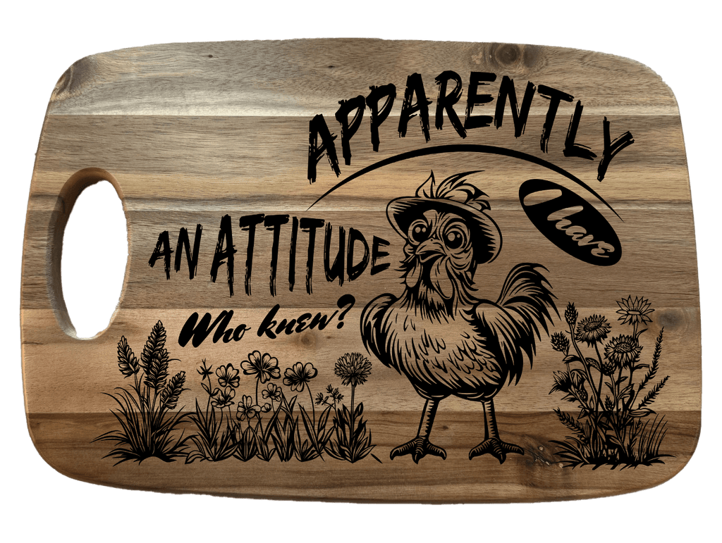 Funny Chicken Cutting Board | Farmhouse Kitchen Decor | Laser Engraved Acacia Wood Board | Chicken Lover Gift - 3D Layered Wood Door Sign by Getz It Done Studio