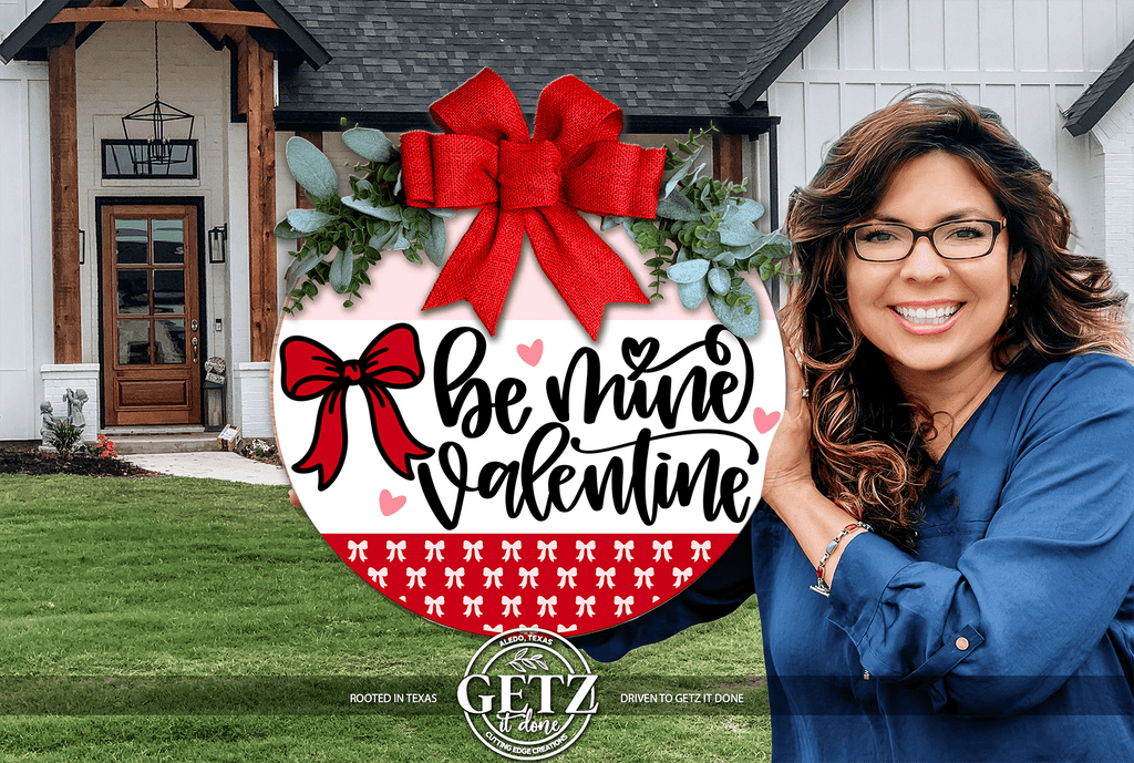 Be Mine Valentine Door Hanger • Valentine Door Sign • Red Bow Valentine Decor • Front Door Valentine • Love Door Decor - 3D Layered Wood Door Sign by Getz It Done Studio