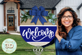 3D Layered Wood Classy "Welcome" Door Sign - Navy Blue & Geometric Accord