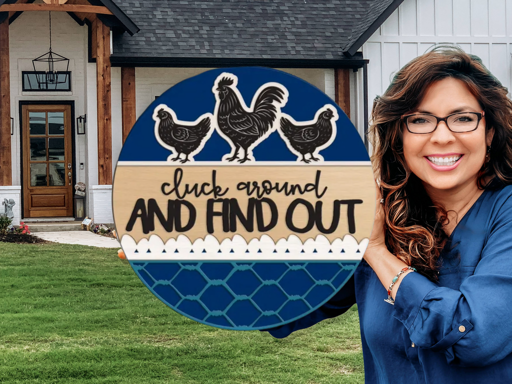 Cluck Around and Find Out Door Sign | Funny Chicken Coop Farmhouse Décor | Rustic Rooster & Hen Wooden Porch Sign | Backyard Farm Gift