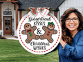Gingerbread Kisses & Christmas Wishes Door Sign – Holiday Cookie Couple Door Hanger, Handmade Layered Wood Christmas Decor - 3D Layered Wood Door Sign by Getz It Done Studio