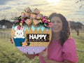 Happy Easter Bunny In Bucket Door Sign, Door Wreath - 3D Layered Wood Door Sign by Getz It Done Studio