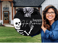 Happy Halloween Skeleton Door Sign, Door Wreath - 3D Layered Wood Door Sign by Getz It Done Studio