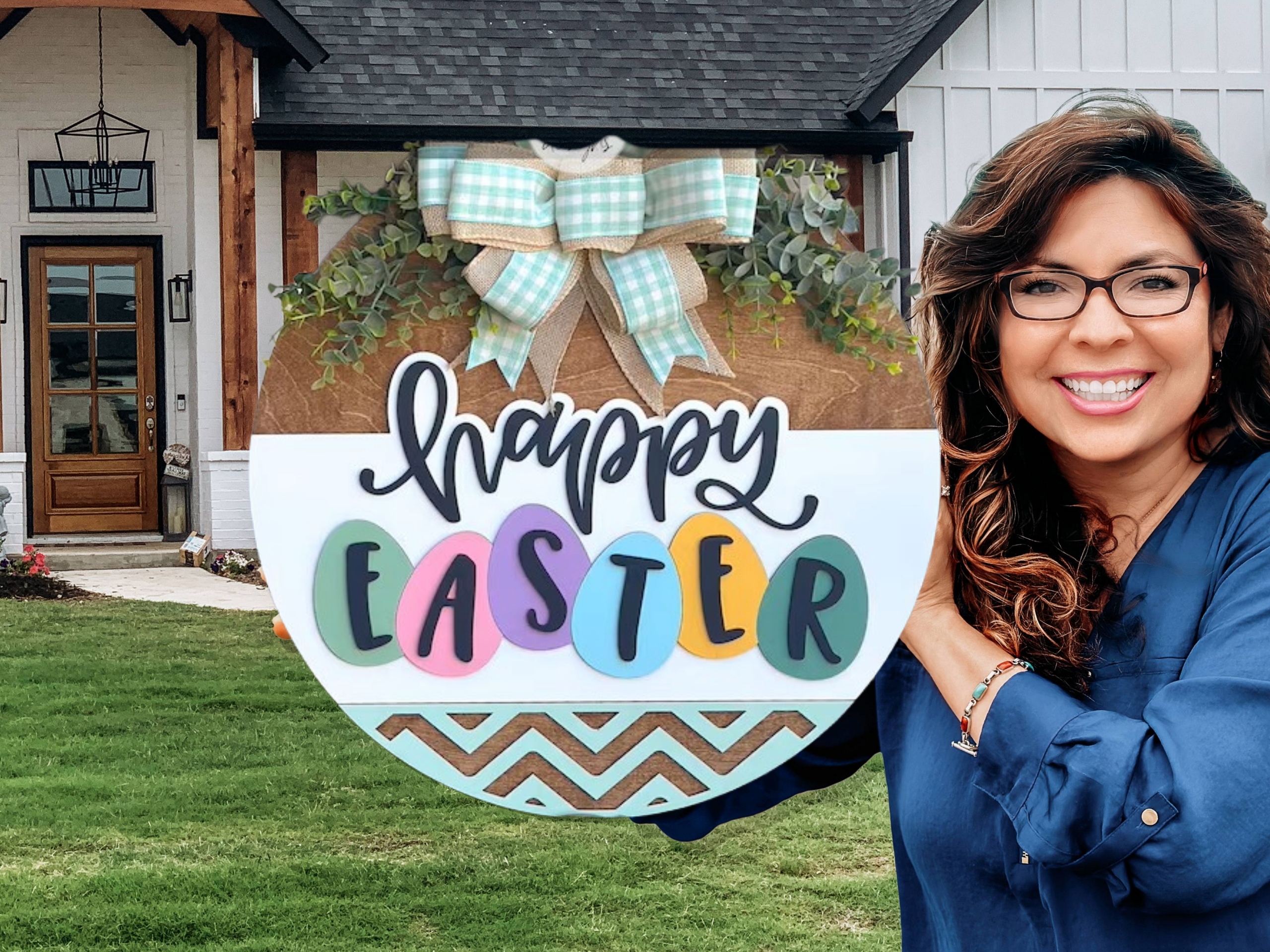 Happy Easter Door Hanger • Pastel Easter Eggs Sign • Spring Front Door Decor • Easter Egg Door Sign • Farmhouse Easter Decor