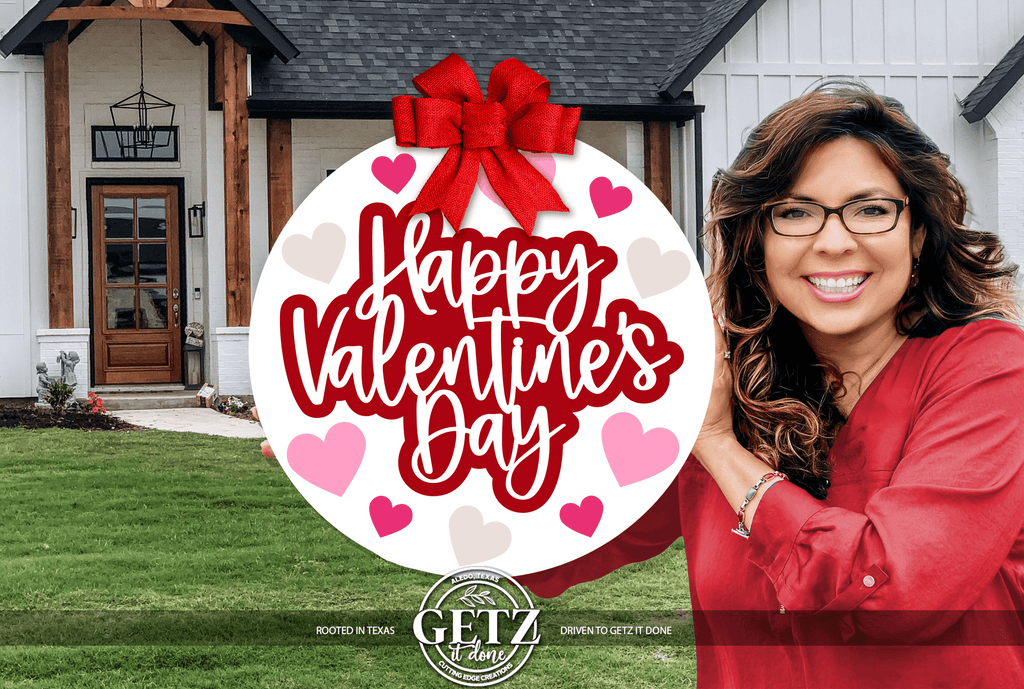 Happy Valentine’s Day Door Hanger • Valentine Front Door Decor • Red Valentine Sign • Heart Door Hanger • Valentine Welcome Sign - 3D Layered Wood Door Sign by Getz It Done Studio