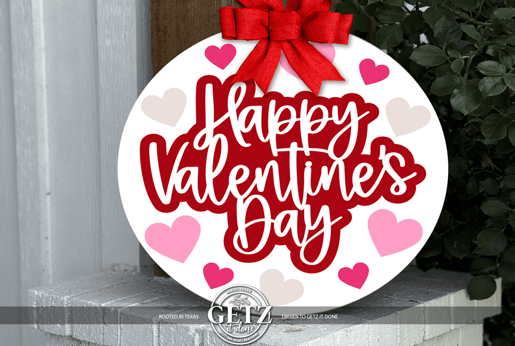 Happy Valentine’s Day Door Hanger • Valentine Front Door Decor • Red Valentine Sign • Heart Door Hanger • Valentine Welcome Sign - 3D Layered Wood Door Sign by Getz It Done Studio