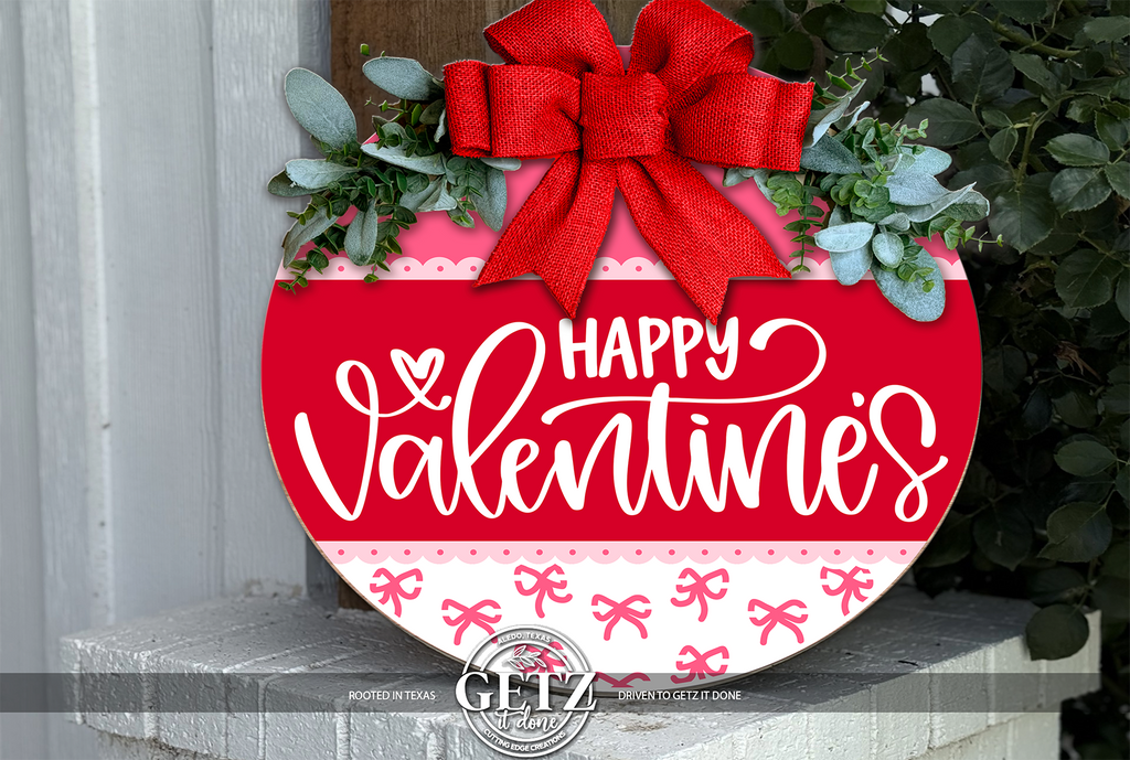 Décoration de porte « Joyeuse Saint-Valentin » | Décoration rouge et rose pour la Saint-Valentin | Panneau de porte avec nœud en forme de cœur | Panneau en bois 3D à plusieurs niveaux | Cadeau fait main | Décoration d'hiver pour la maison