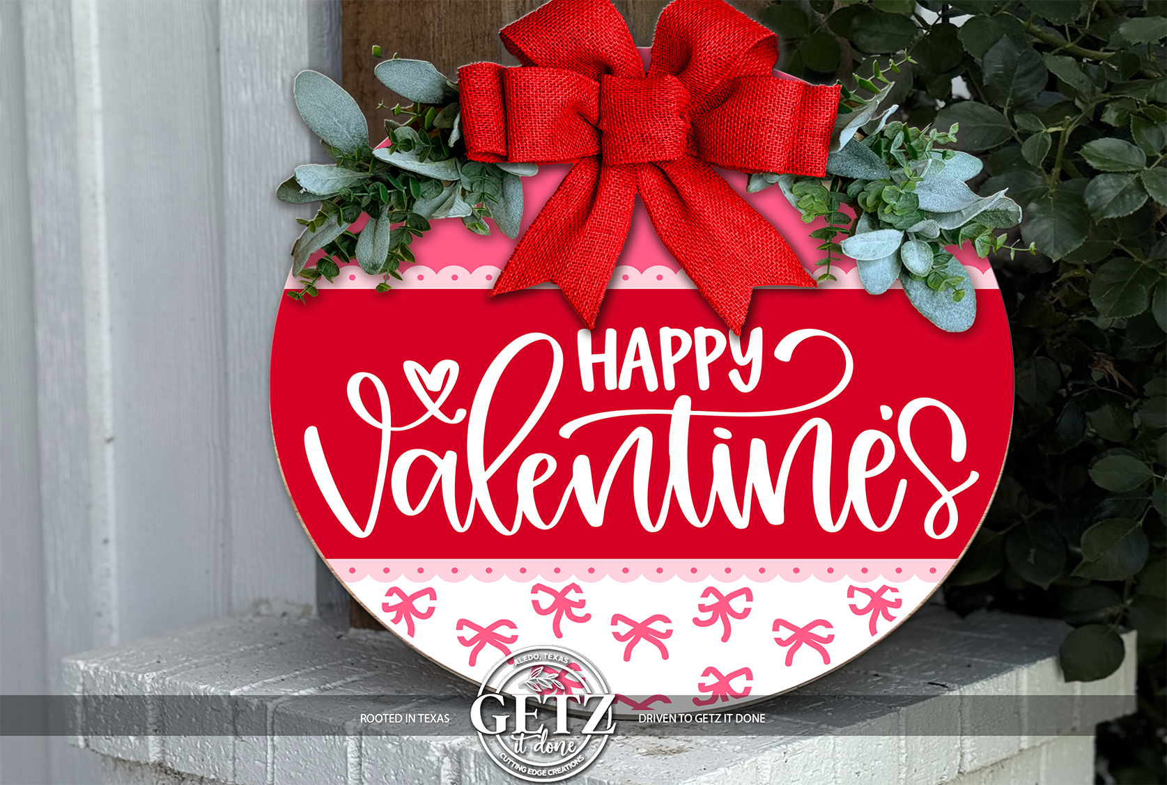 Décoration de porte « Joyeuse Saint-Valentin » | Décoration rouge et rose pour la Saint-Valentin | Panneau de porte avec nœud en forme de cœur | Panneau en bois 3D à plusieurs niveaux | Cadeau fait main | Décoration d'hiver pour la maison