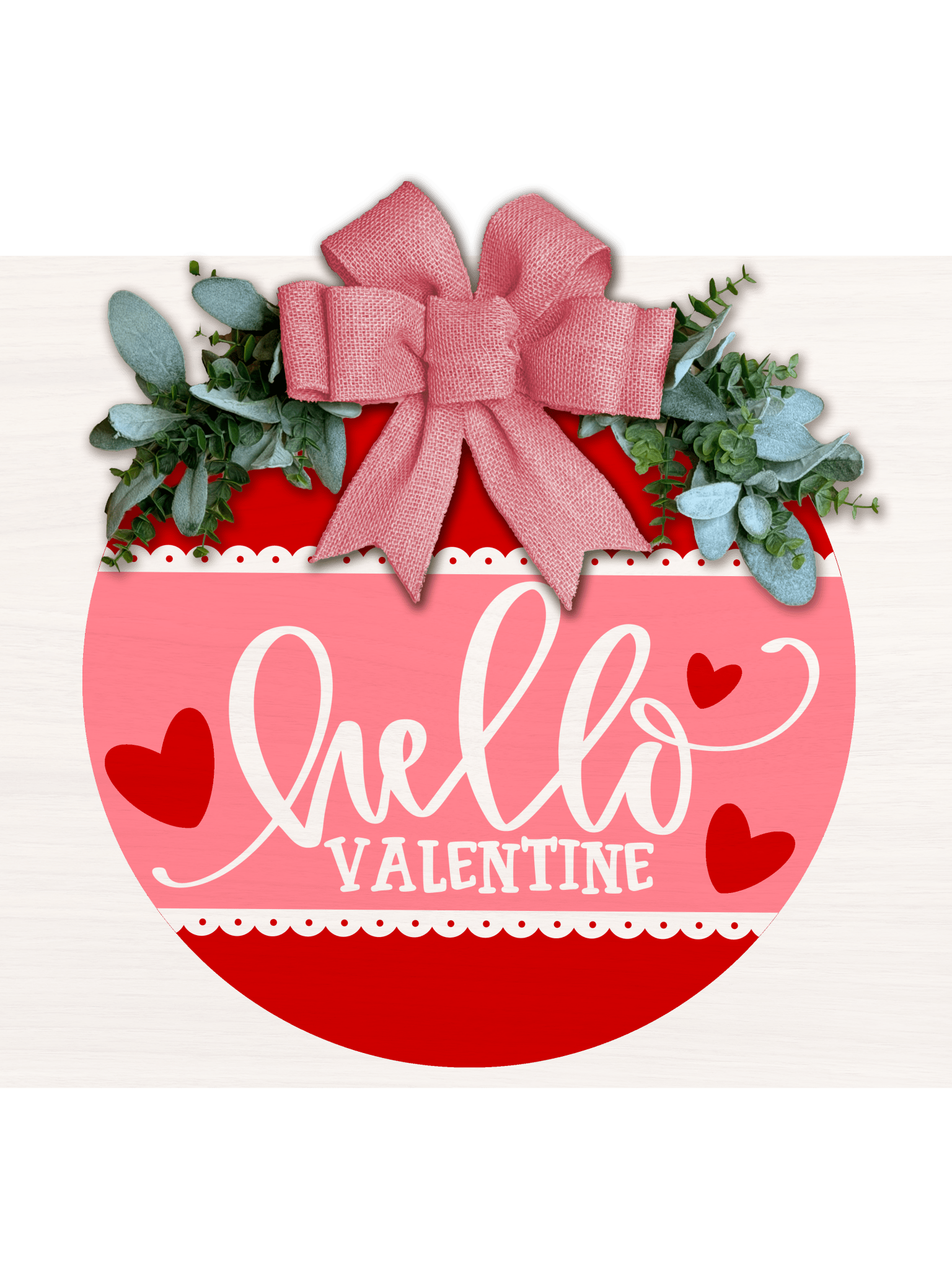 Hello Valentine Door Hanger | Valentine’s Day Front Door Sign | Pink or Red Valentine Decor | Heart Welcome Sign - 3D Layered Wood Door Sign by Getz It Done Studio