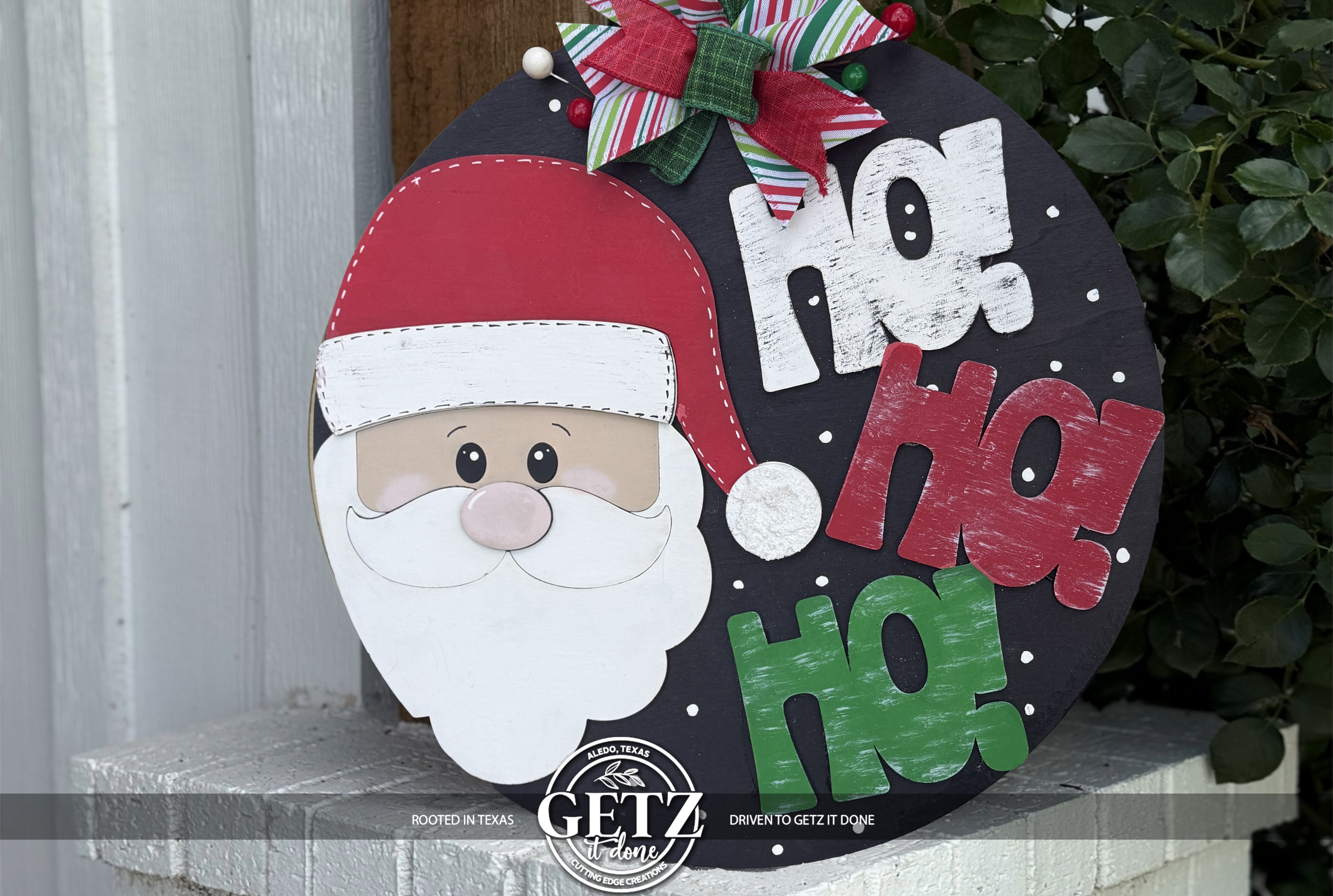 Ho Ho Ho Santa Door Hanger • Layered Christmas Sign • Holiday Porch Decor • Farmhouse Style Winter Decoration • Handmade Christmas Gift