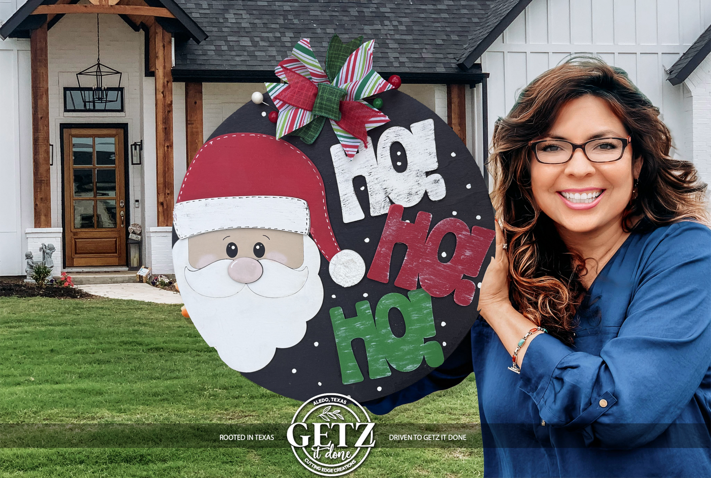 Ho Ho Ho Santa Door Hanger • Layered Christmas Sign • Holiday Porch Decor • Farmhouse Style Winter Decoration • Handmade Christmas Gift