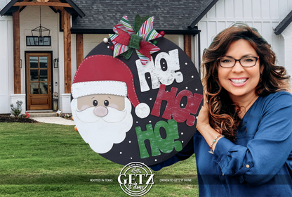 Ho Ho Ho Santa Door Hanger • Layered Christmas Sign • Holiday Porch Decor • Farmhouse Style Winter Decoration • Handmade Christmas Gift