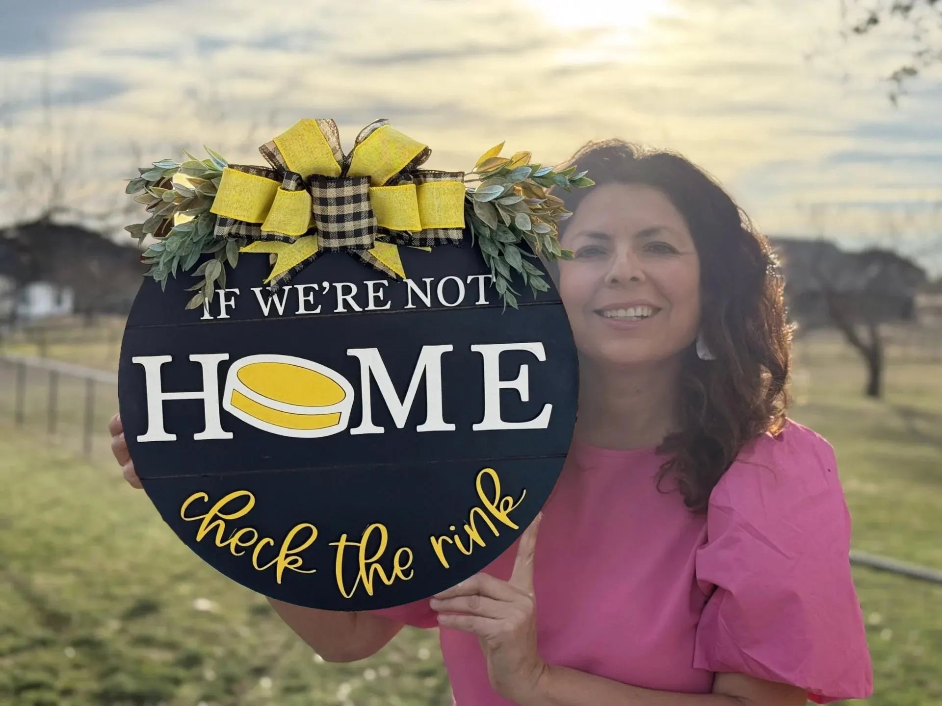 If We're Not Home Check the Rink Door Sign, Door Wreath