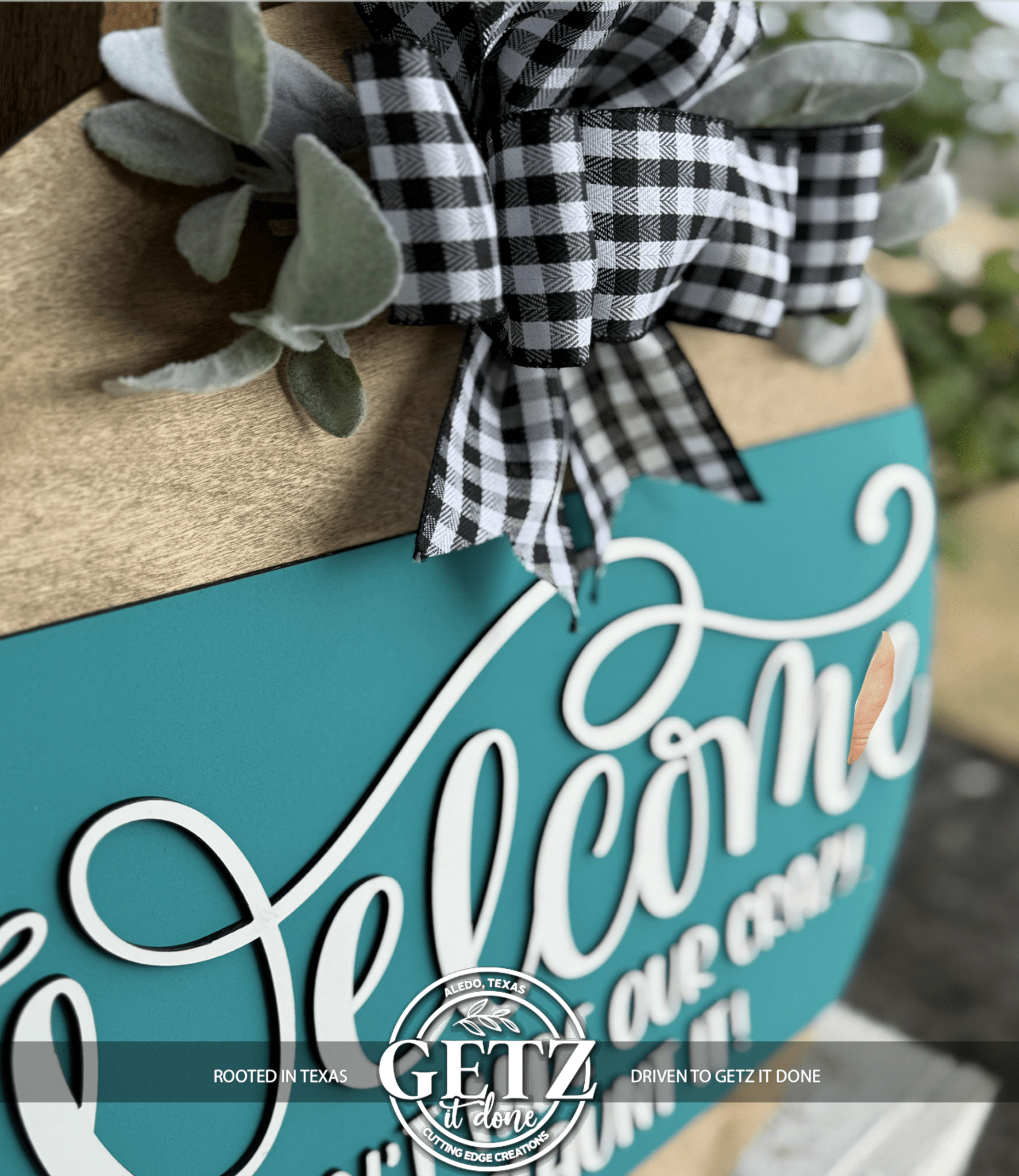 Welcome Door Sign Funny | We Don’t Hide Our Crazy We Flaunt It | Farmhouse Porch Decor | Rustic Round Wooden Door Hanger - 3D Layered Wood Door Sign by Getz It Done Studio