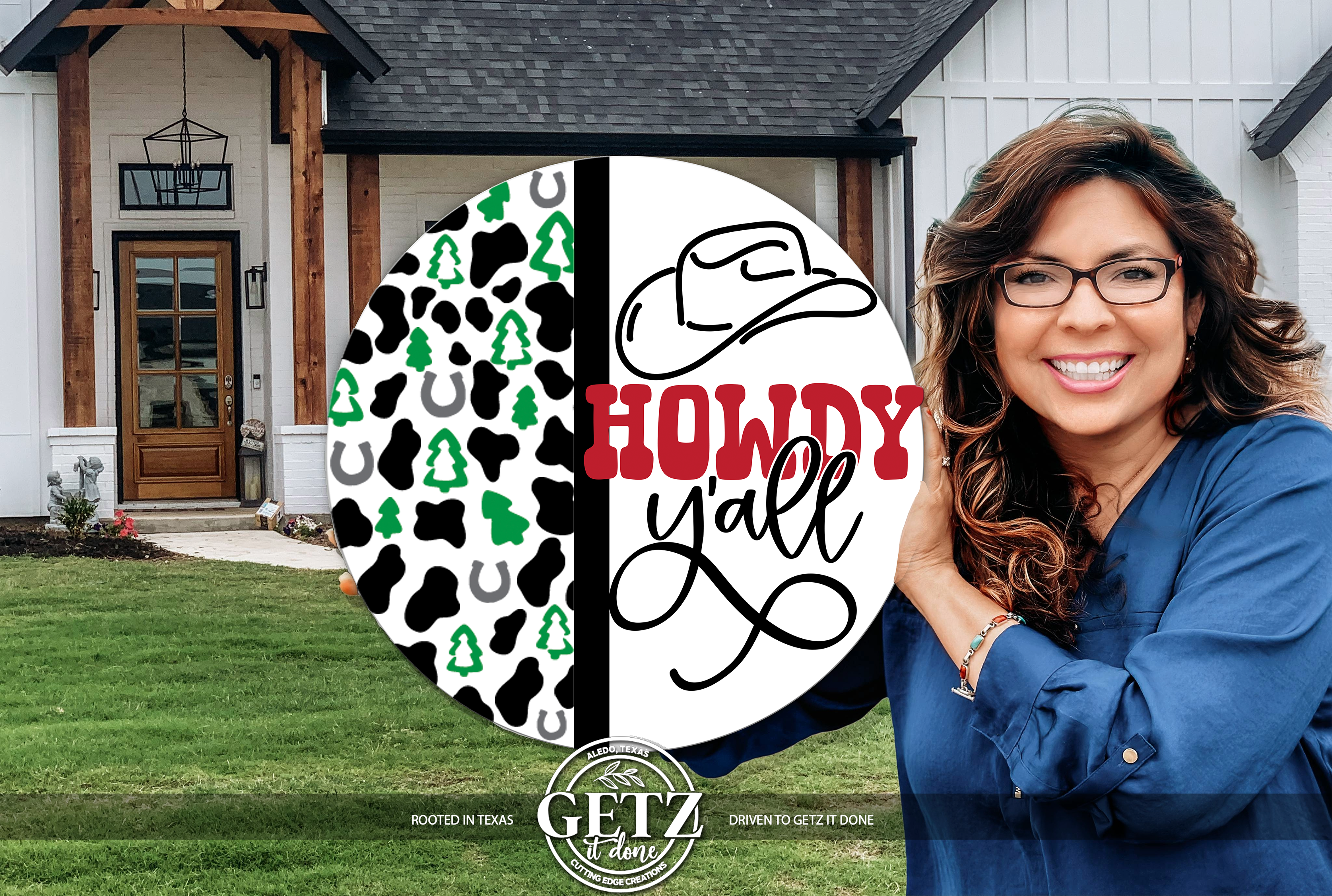 Panneau de porte élégant « Howdy », couronne de porte