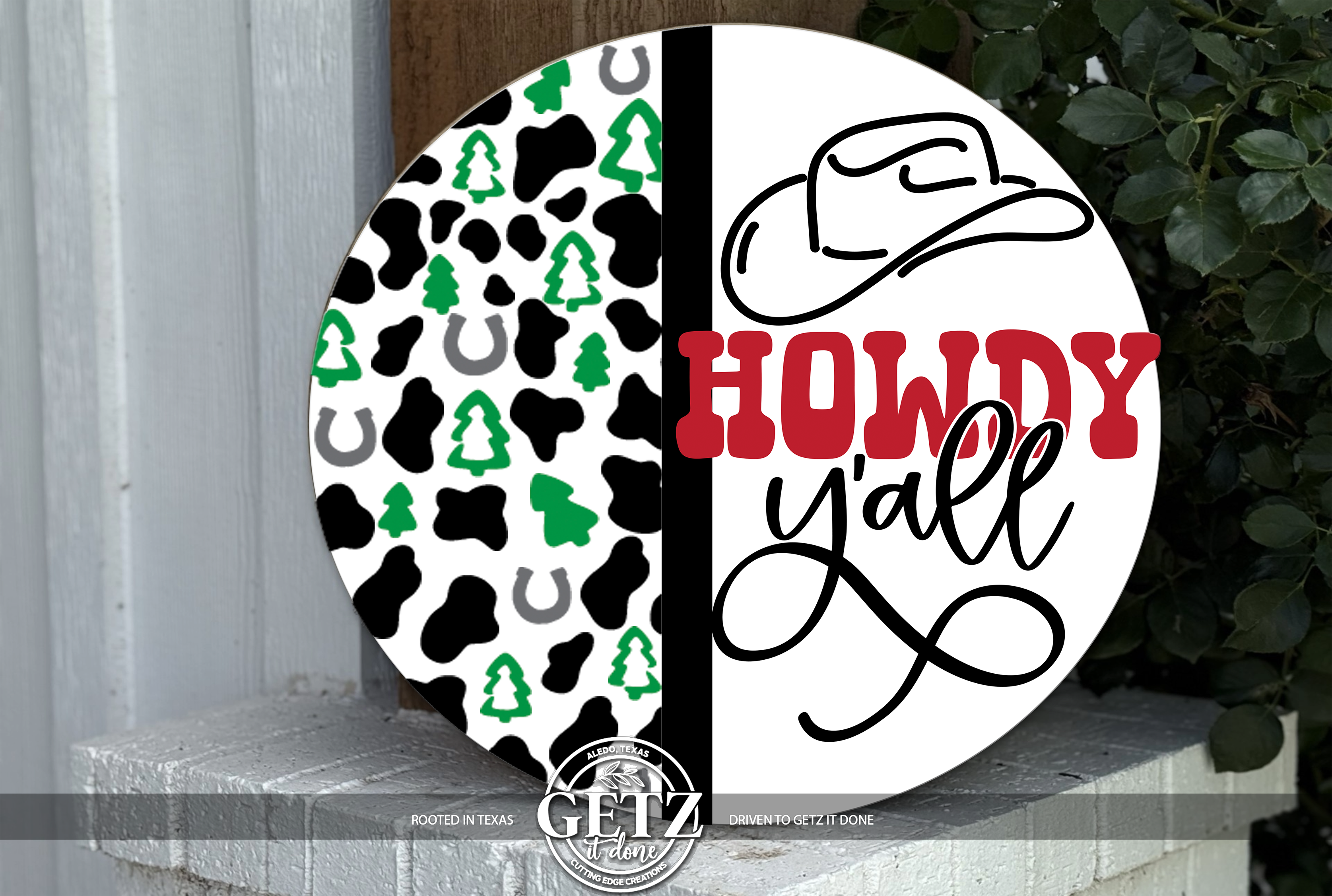 Panneau de porte élégant « Howdy », couronne de porte