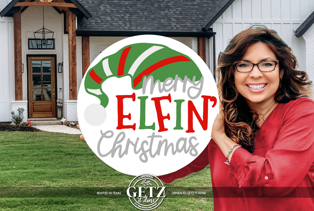 Merry Elfin’ Christmas Sign | Funny Christmas Door Hanger | Elf Hat Porch Sign | Holiday Front Door Decor | Sassy Christmas Sign | Elf Decor