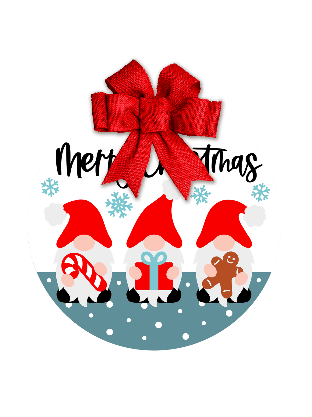 Christmas Gnome Door Hanger | Three Gnomes Christmas Sign | Cute Holiday Front Door Decor | Candy Cane Gift Gingerbread Gnome Sign - 3D Layered Wood Door Sign by Getz It Done Studio