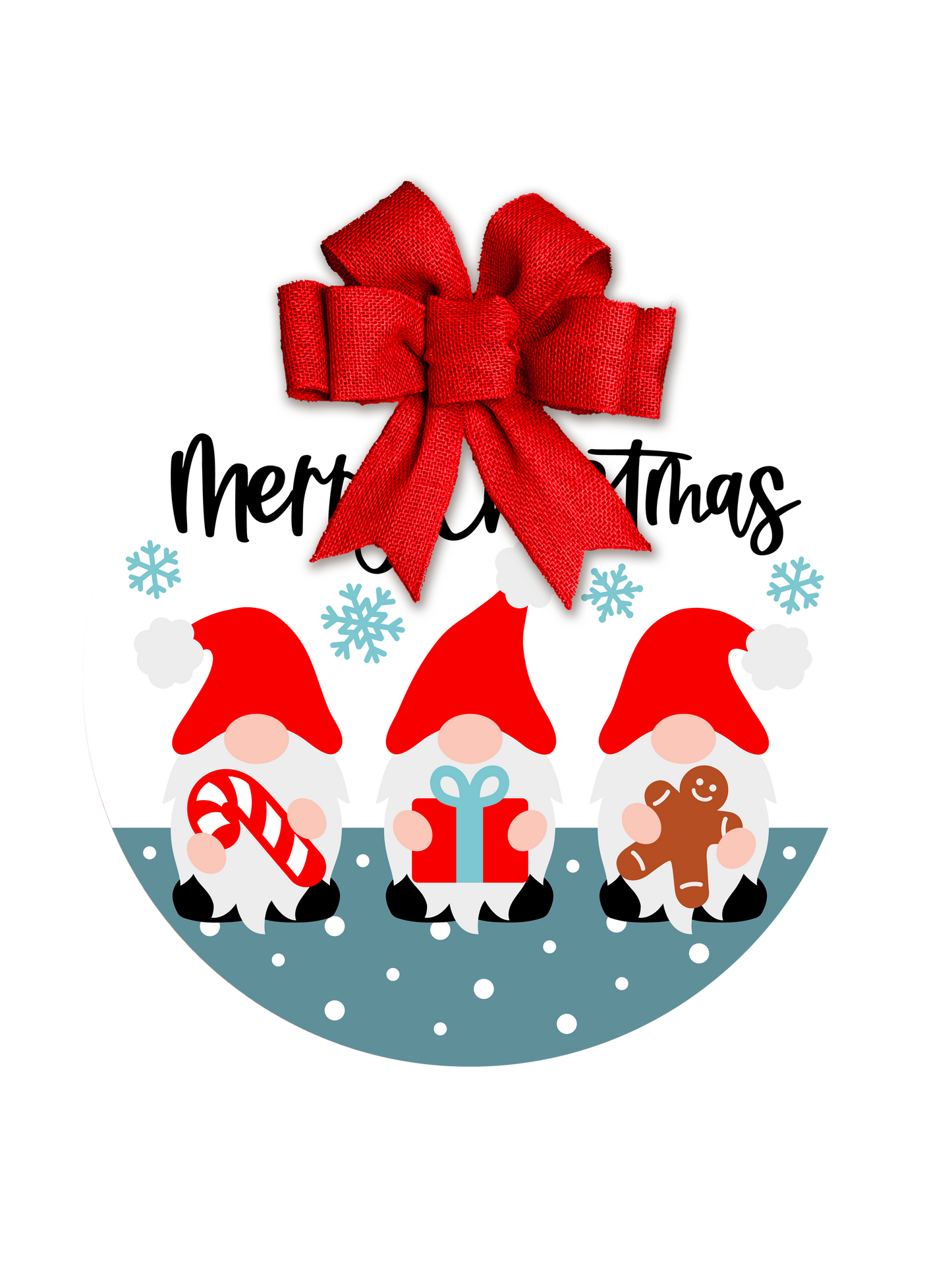 Christmas Gnome Door Hanger | Three Gnomes Christmas Sign | Cute Holiday Front Door Decor | Candy Cane Gift Gingerbread Gnome Sign