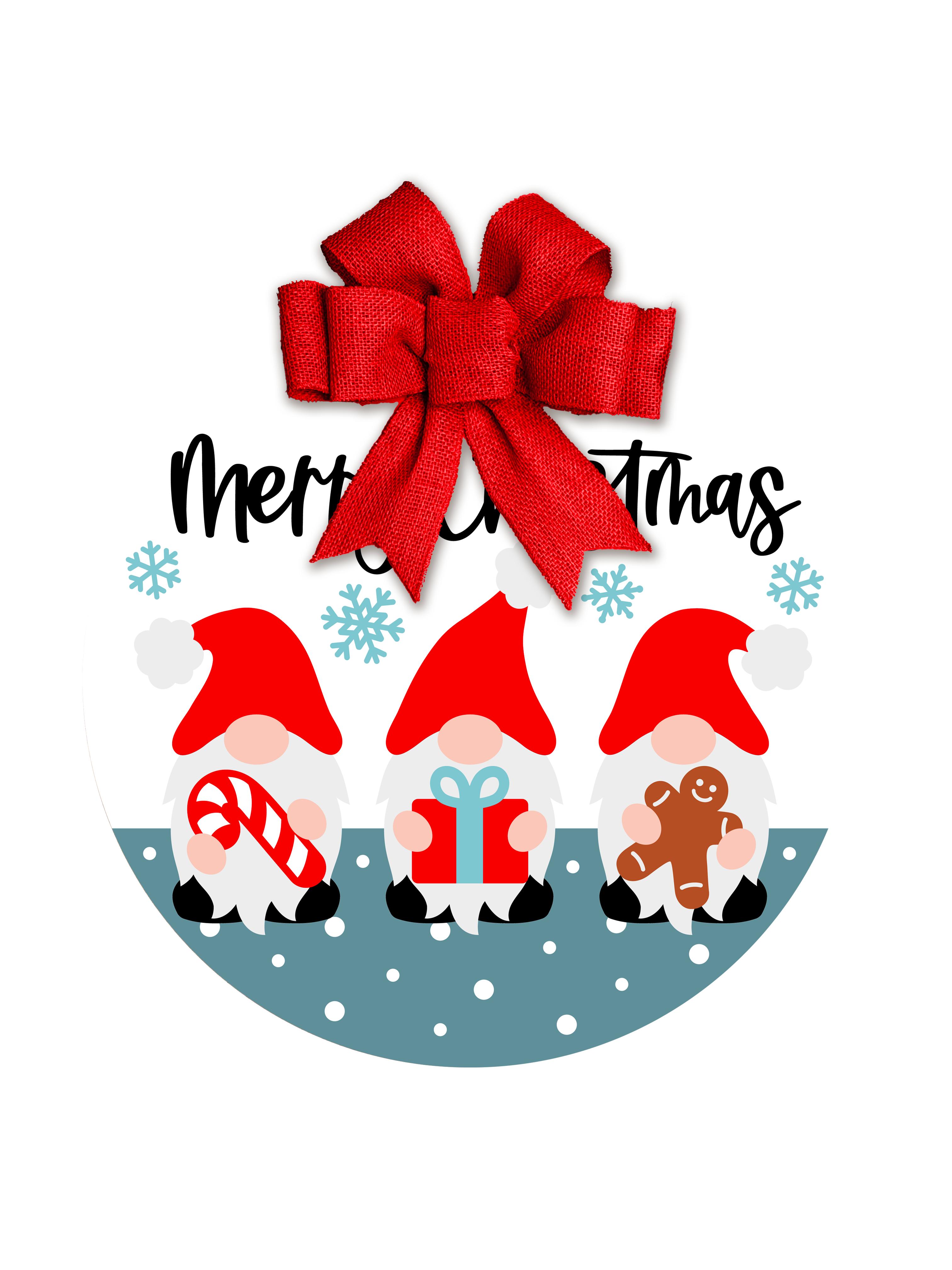 Christmas Gnome Door Hanger | Three Gnomes Christmas Sign | Cute Holiday Front Door Decor | Candy Cane Gift Gingerbread Gnome Sign