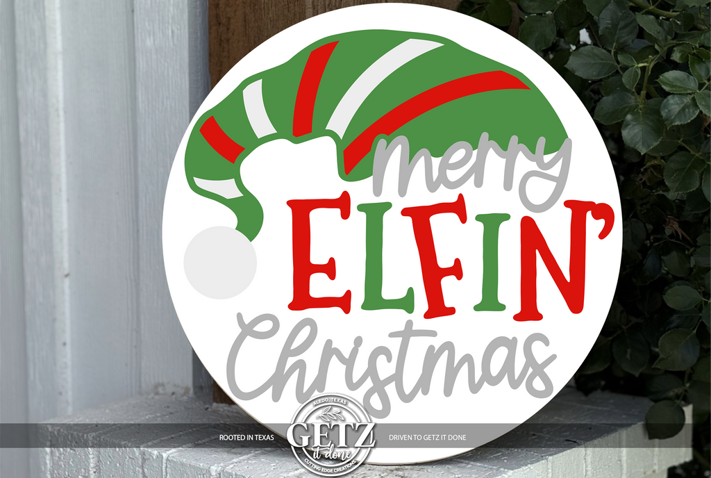 Merry Elfin’ Christmas Sign | Funny Christmas Door Hanger | Elf Hat Porch Sign | Holiday Front Door Decor | Sassy Christmas Sign | Elf Decor