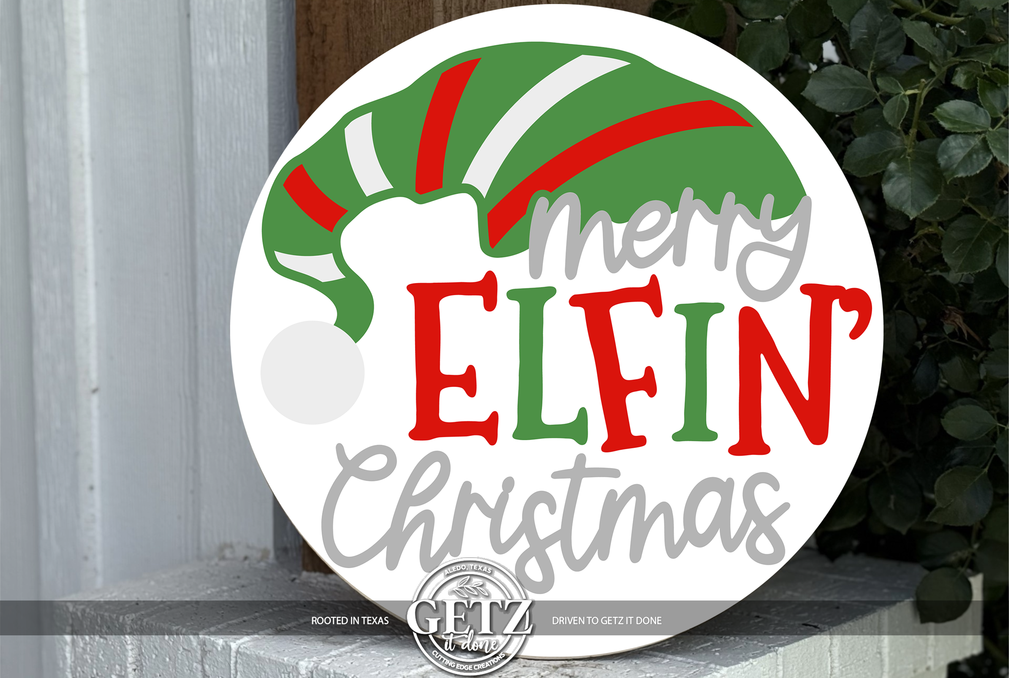 Merry Elfin’ Christmas Sign | Funny Christmas Door Hanger | Elf Hat Porch Sign | Holiday Front Door Decor | Sassy Christmas Sign | Elf Decor