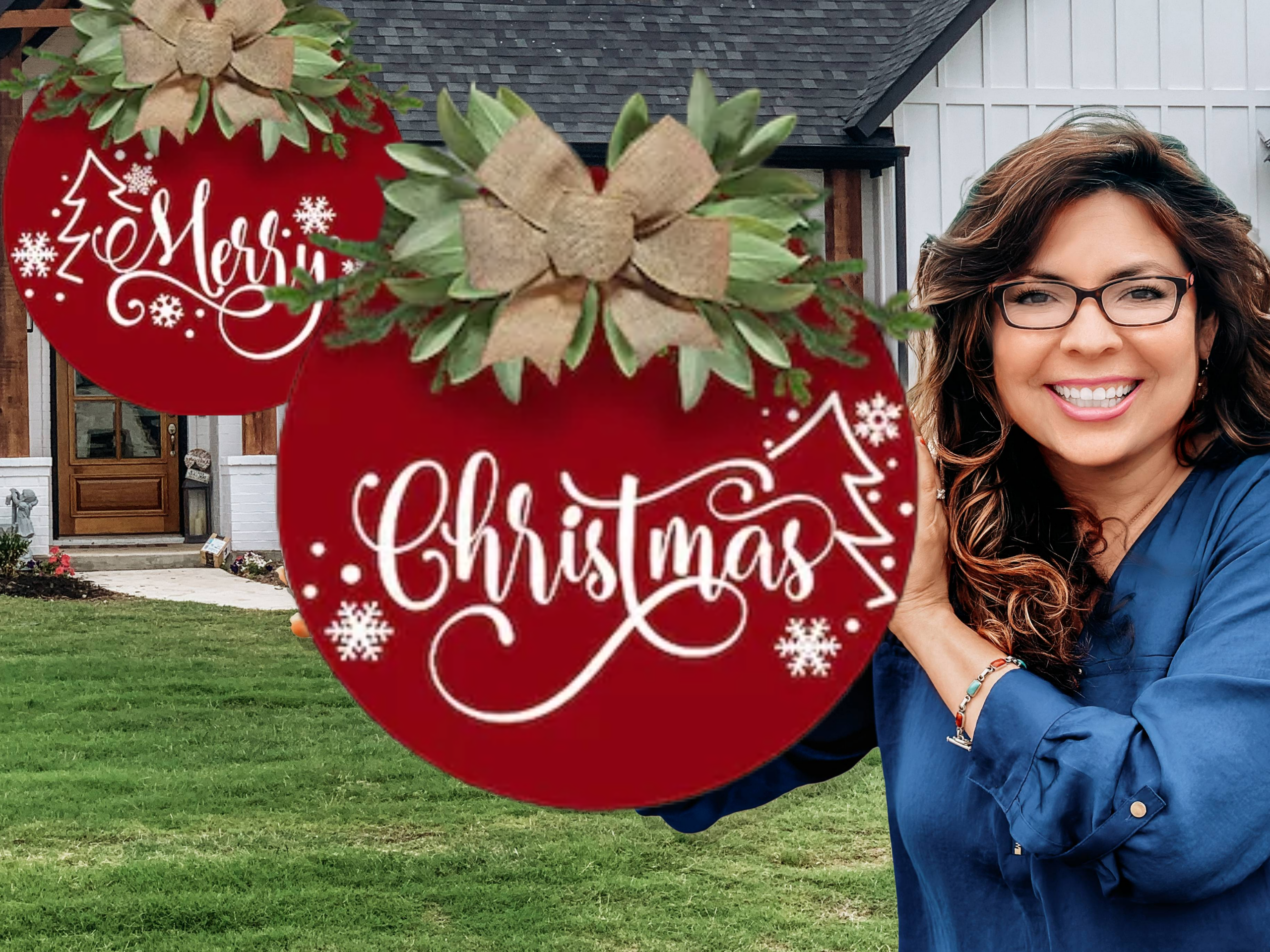 Merry Christmas Double Door Sign Set • Red Winter Door Hangers • Snowflake Holiday Porch Decor • Two-Piece Christmas Entryway Sign Bundle