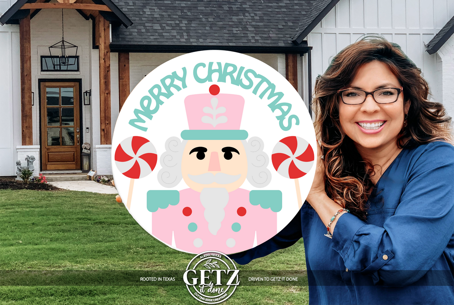 Nutcracker Christmas Sign | Pastel Christmas Door Hanger | Pink Nutcracker Decor | Merry Christmas Sign | Holiday Porch Decor | Cute Xmas Sign