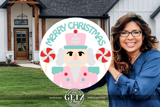 Nutcracker Christmas Sign | Pastel Christmas Door Hanger | Pink Nutcracker Decor | Merry Christmas Sign | Holiday Porch Decor | Cute Xmas Sign
