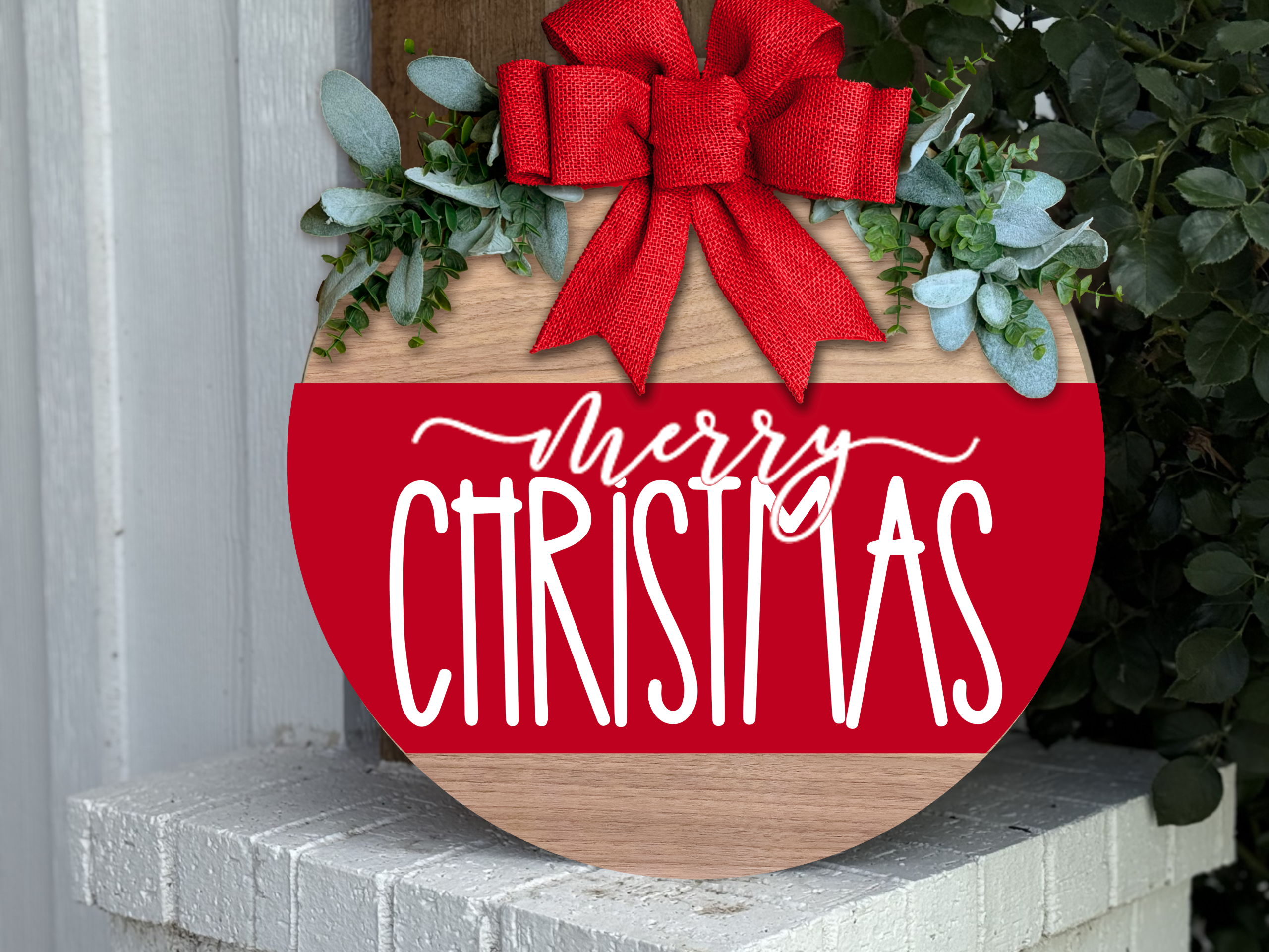 Merry Christmas Door Hanger | Red Christmas Front Door Sign | 3D Layered Wooden Holiday Decor | Farmhouse Christmas Porch Sign | Handmade Gift